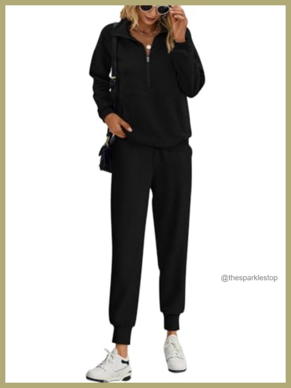Long Sleeve Half Zip Sweatsuit Set 2 Piece Jogger Tracksuit Womens